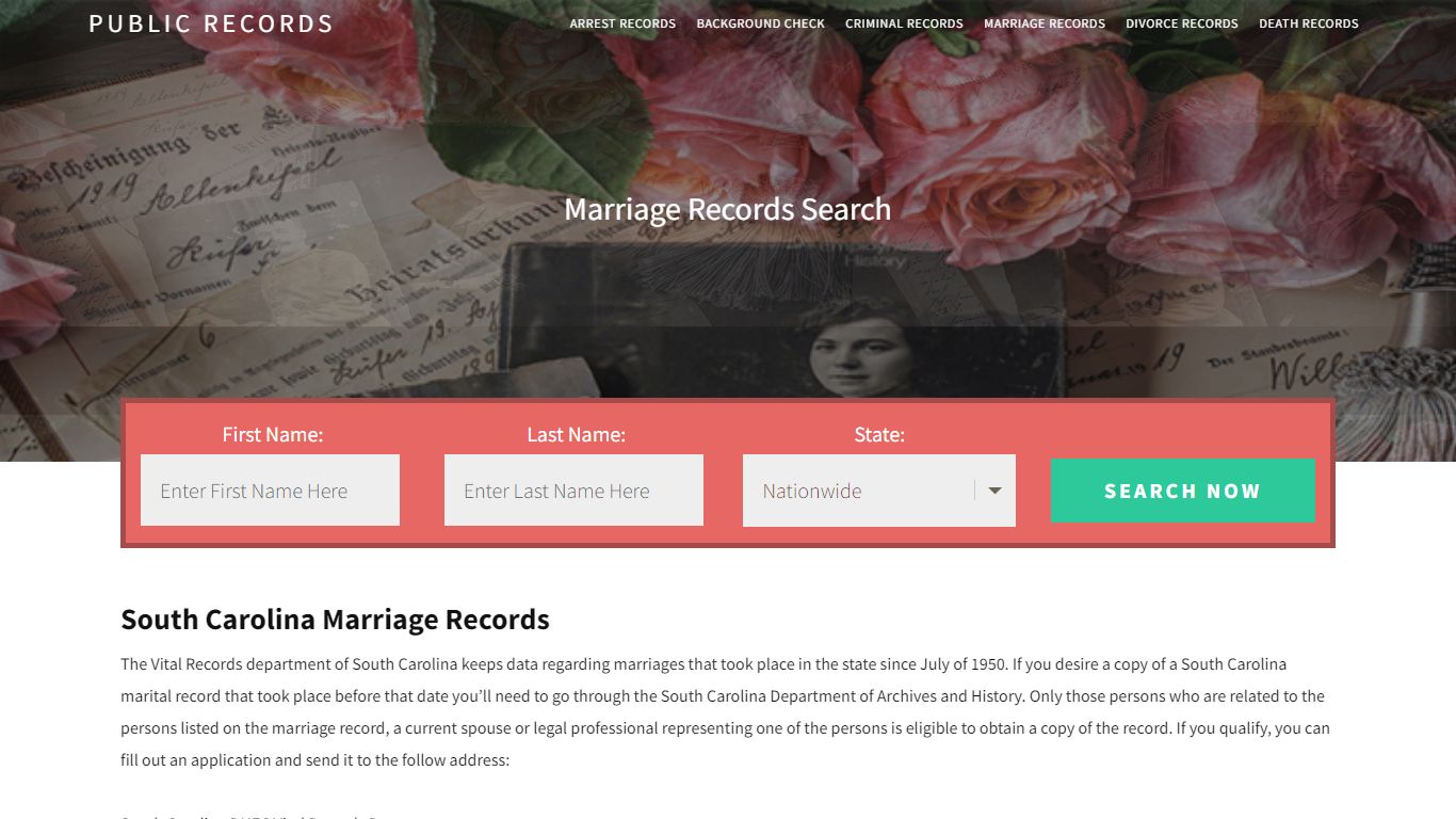 South Carolina Marriage Records | Enter Name and Search ...